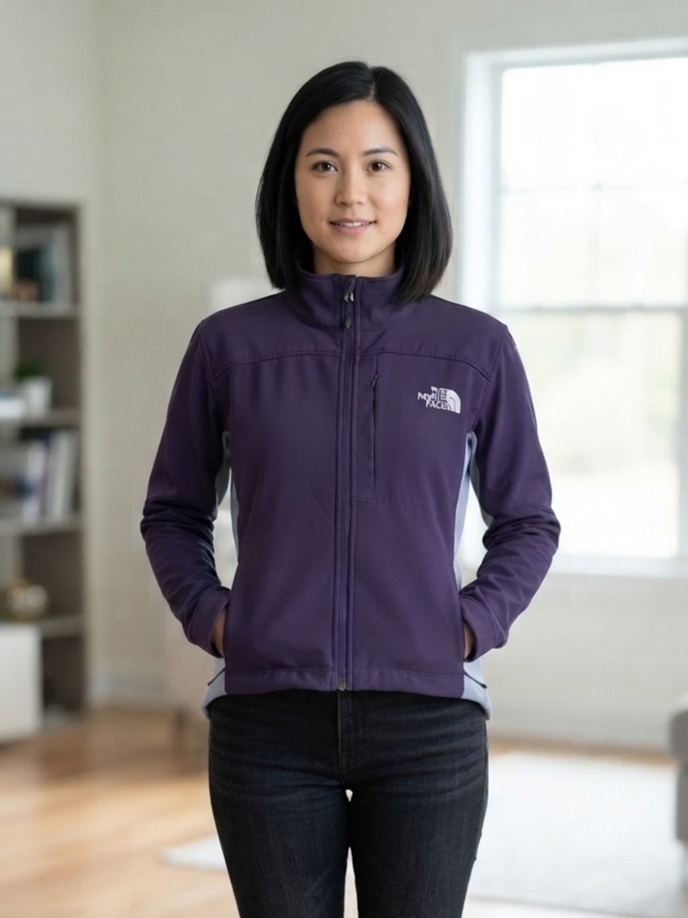 The North Face Apex Softshell Jacket Women’s Medium Purple Gray Full Zip